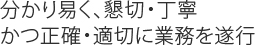 分かり易く、懇切・丁寧 かつ正確・適切に業務を遂行