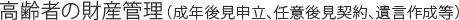 高齢者の財産管理（成年後見申立、任意後見契約、遺言作成等）